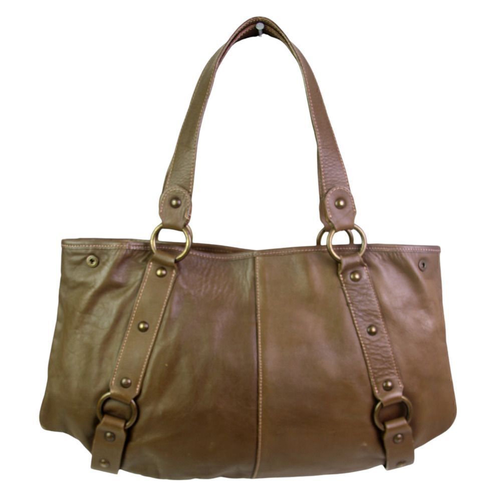 Maurizio Taiuti ITALY HUSKY BROWN REAL LEATHER SHOULDER BAG PURSE TOTE HANDBAG